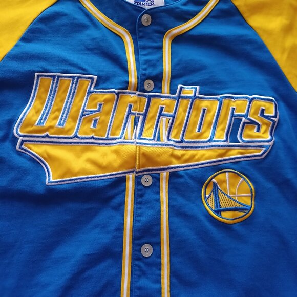 Starter NBA Basketball Golden State Warriors Button Up Baseball Jersey Large - Picture 3 of 8
